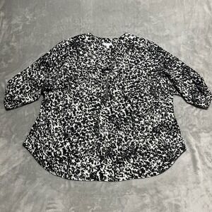 Boutique+ 3X Leopard Print Zipper Neck 3/4 Sleeve Tunic‎ Top Plus Size